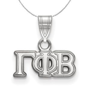 Sterling Silver Gamma Phi Beta Small Greek Necklace - 20 Inch